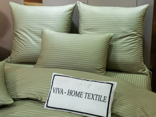 Постельное белье на резинке CTR028 страйп-сатин Viva-Home Textile