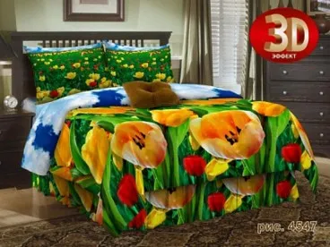Постельное белье "Тюльпаны 3д" Эстель бязь