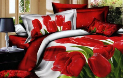 Постельное белье Яркие тюльпаны Волшебные сны мако-сатин