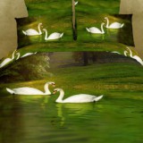 Постельное белье Лебеди в пруду Волшебные сны мако-сатин