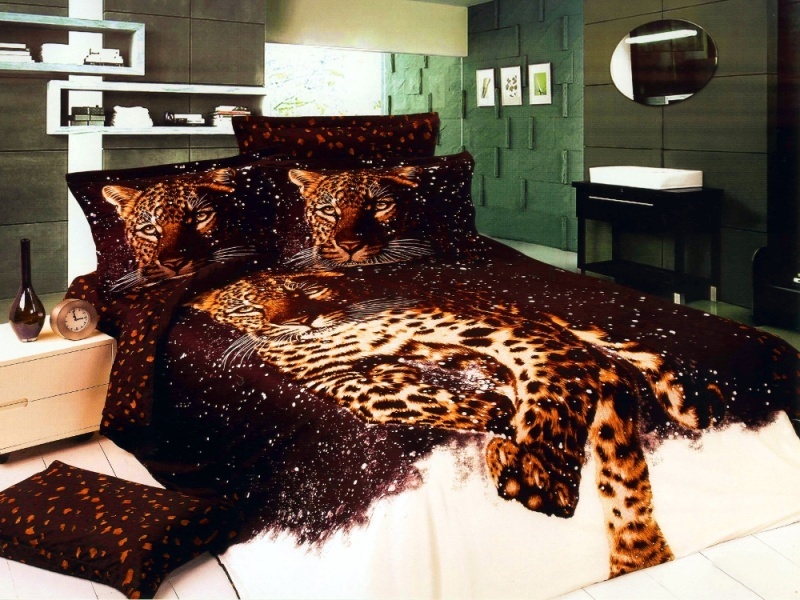 Постельное белье Леопард на снегу Волшебные сны мако-сатин