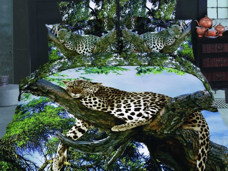 Постельное белье Спящий леопард Волшебные снымако-сатин