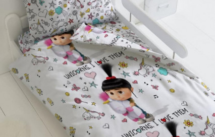 Детское постельное белье Агнес с единорогом Minions бязь 3д
