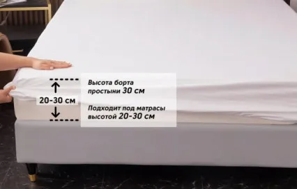 Простыня на резинке RR1CT036 страйп-сатин Viva-Home Textile