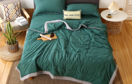 Однотонное постельное белье с одеялом FB001 Viva-Home Textile сатин