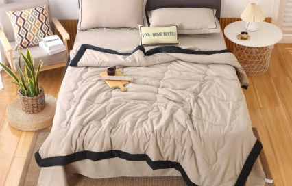 Однотонное постельное белье с одеялом FB003 Viva-Home Textile сатин