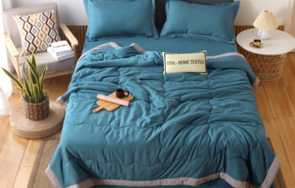 Однотонное постельное белье с одеялом FB005 Viva-Home Textile сатин