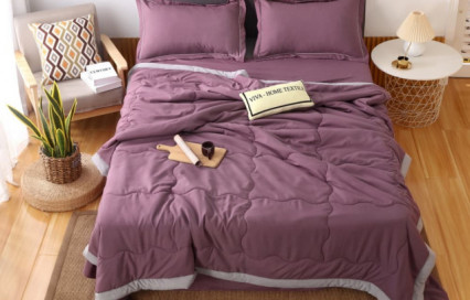 Однотонное постельное белье с одеялом FB006 Viva-Home Textile сатин
