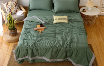 Однотонное постельное белье с одеялом FB010 Viva-Home Textile сатин