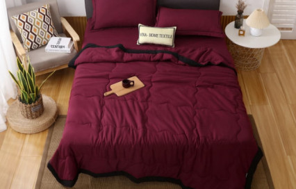 Однотонное постельное белье с одеялом FB016 Viva-Home Textile сатин