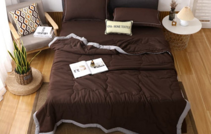 Однотонное постельное белье с одеялом FB017 Viva-Home Textile сатин