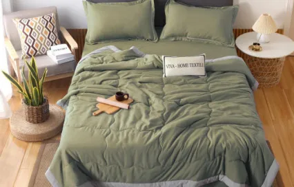 Однотонное постельное белье с одеялом FB018 Viva-Home Textile сатин