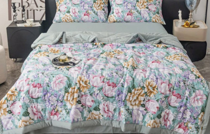 Комплект постельного белья с одеялом OB129 Viva-Home Textile сатин