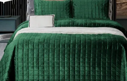 Велюровое покрывало в клетку стеганое OVL006 Viva-Home Textile