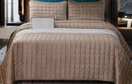 Велюровое покрывало в клетку стеганое OVL010 Viva-Home Textile