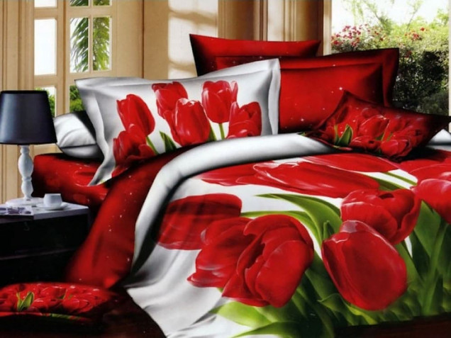Постельное белье Яркие тюльпаны Волшебные сны мако-сатин