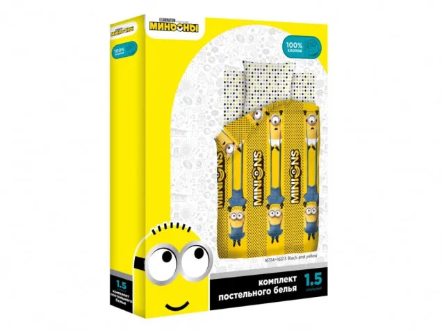 Детское постельное белье Black and yellow Minions бязь 3д