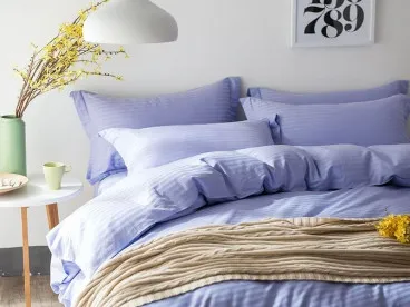 Постельное белье однотонное на резинке CTR009 страйп-сатин Viva-Home Textile