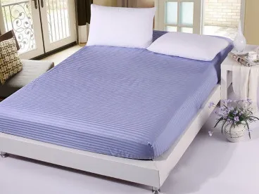 Постельное белье однотонное на резинке CTR009 страйп-сатин Viva-Home Textile