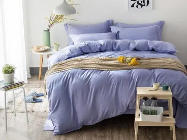 Постельное белье однотонное на резинке CTR009 страйп-сатин Viva-Home Textile