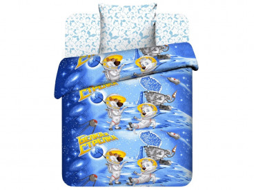Детское постельное белье Белка и стрелка в космосе вид 2