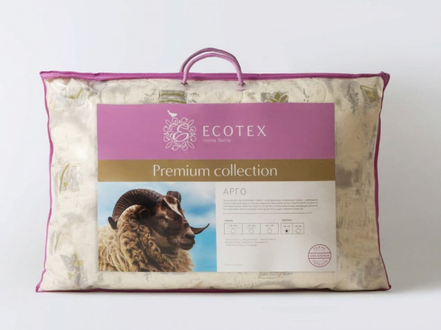 Подушка Арго Premium Ecotex шерсть мериноса