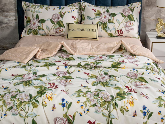 Комплект постельного белья с одеялом OB056 Viva-Home Textile сатин