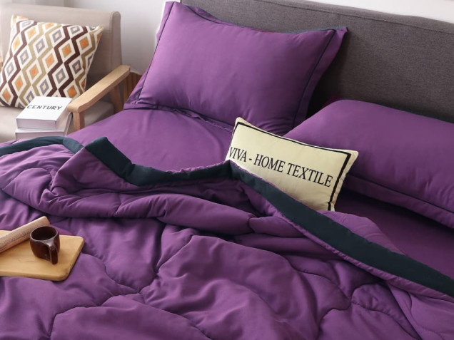 Однотонное постельное белье с одеялом FB002 Viva-Home Textile сатин