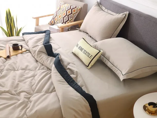 Однотонное постельное белье с одеялом FB003 Viva-Home Textile сатин