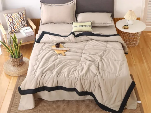 Однотонное постельное белье с одеялом FB003 Viva-Home Textile сатин