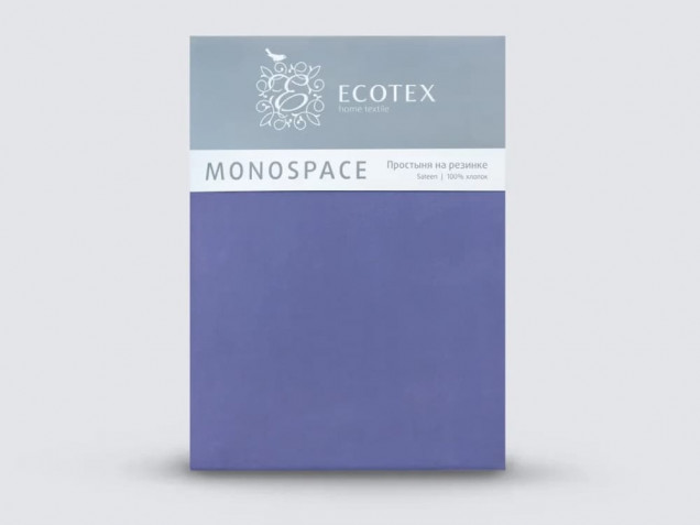 Простыня на резинке Моноспейс синяя сатин Ecotex