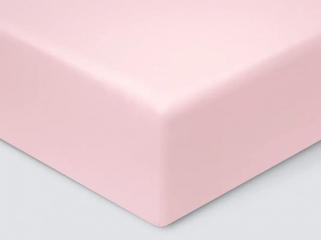 Простыня на резинке Моноспейс светло-розовая сатин Ecotex