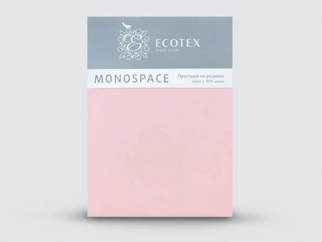 Простыня на резинке Моноспейс светло-розовая сатин Ecotex