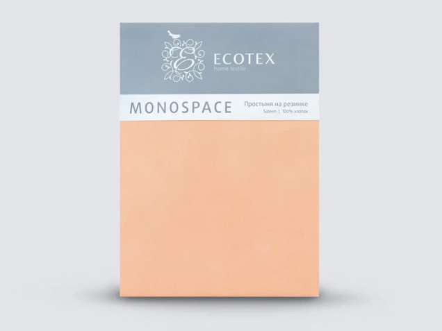Простыня на резинке Моноспейс персиковая сатин Ecotex