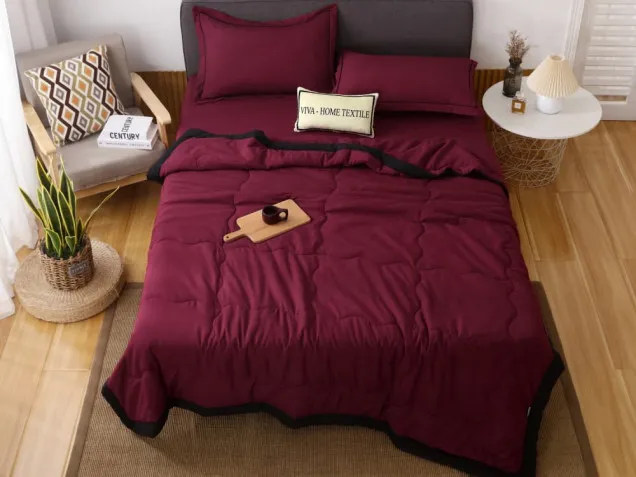Однотонное постельное белье с одеялом FB016 Viva-Home Textile сатин