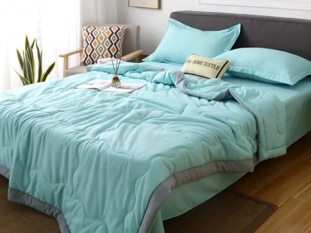Однотонное постельное белье с одеялом FB015 Viva-Home Textile сатин