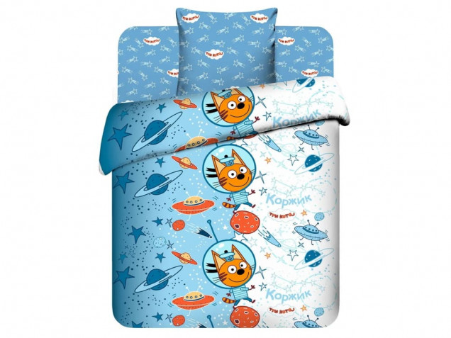 Детское постельное белье Коржик в космосе Три кота бязь