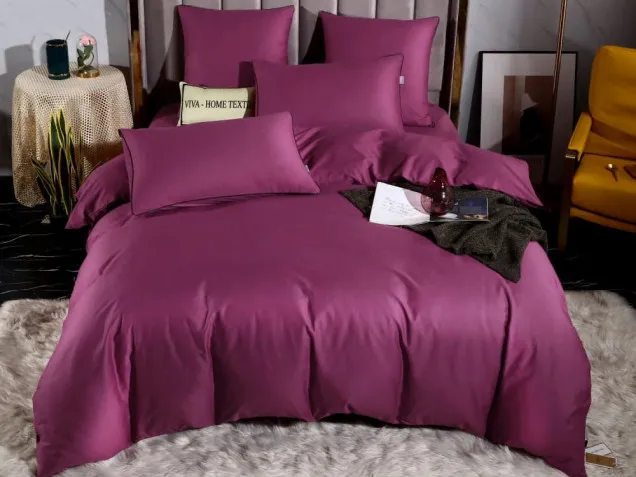 Постельное белье однотонное на резинке OCER003 сатин Элитный Viva-Home Textile