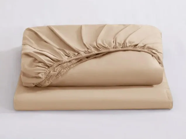 Постельное белье однотонное на резинке OCER005 сатин Элитный Viva-Home Textile