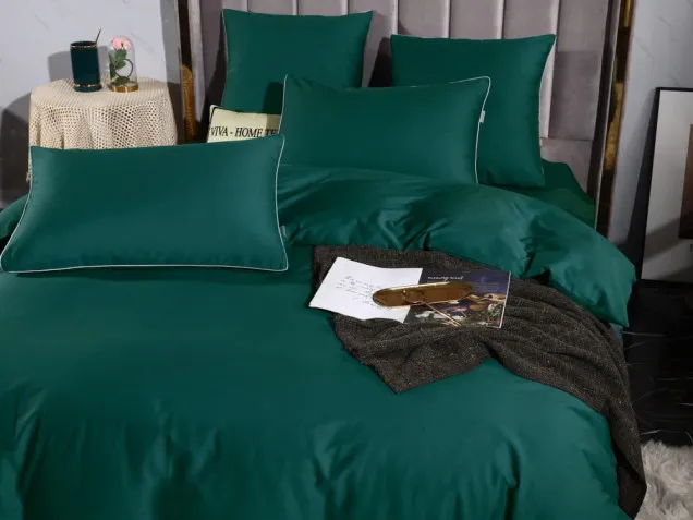 Постельное белье однотонное на резинке OCER009 сатин Элитный Viva-Home Textile