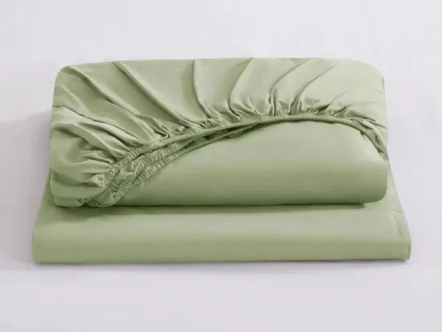 Постельное белье однотонное на резинке OCER012 сатин Элитный Viva-Home Textile