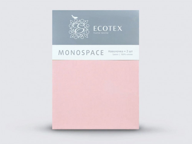 Наволочки однотонные Светло-розовый Моноспейс 2 шт из сатина Ecotex