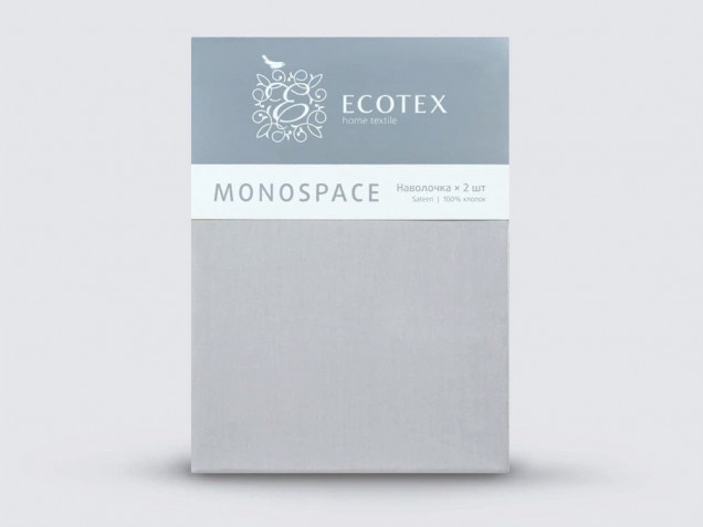 Наволочки однотонные Серый Моноспейс 2 шт из сатина Ecotex