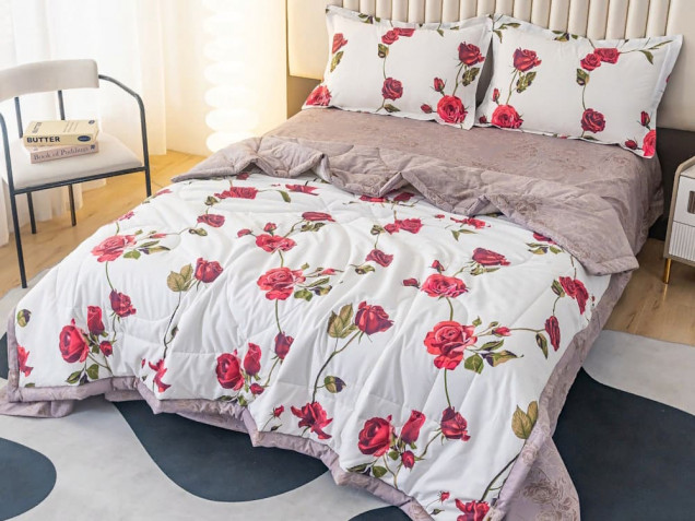 Комплект постельного белья с одеялом OB119 Viva-Home Textile сатин