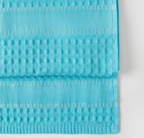 Комплект из 2-х вафельных полотенец Звезды голубой на хангере Fine Line