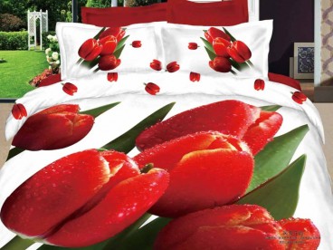 Постельное белье Красные тюльпаны Волшебные сны мако-сатин