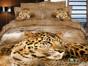Покрывало стеганое Леопард зимой Волшебные сны сатиновое
