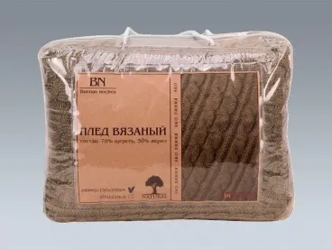 Плед вязаный Оливковый Buenas Noches полушерстяной