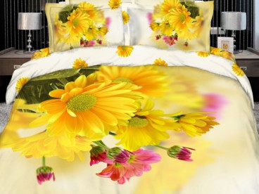 Постельное белье Желтые хризантемы Волшебные сны  мако-сатин